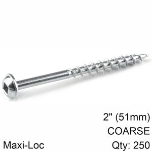 KREG Zinc Pocket Hole Screws 51mm 2.00' #8 Coarse Thread Mx Loc 250ct